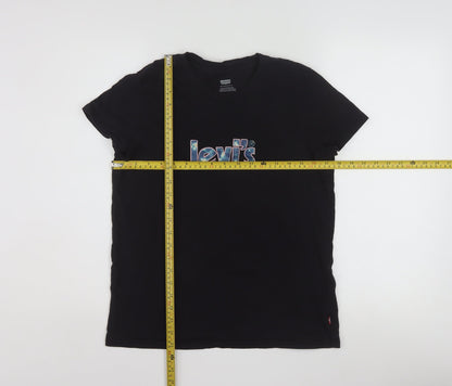 Levi's Women's Black Cotton Crew Neck Short Sleeve T-Shirt S