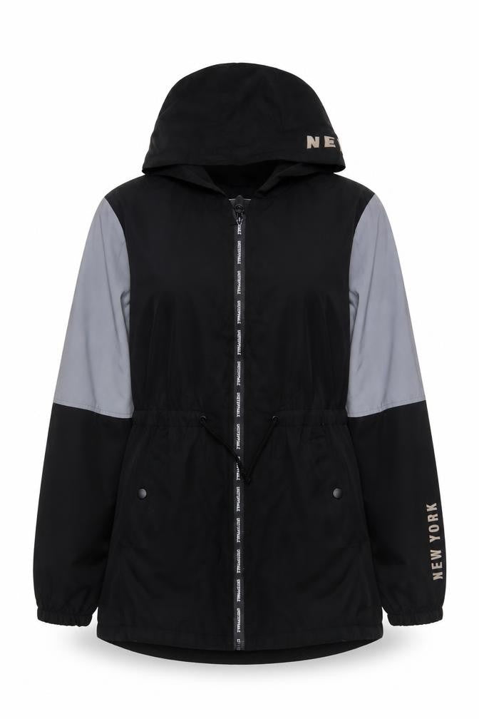 George Girls Black Colourblock Hooded Windbreaker Jacket 15-16 Years