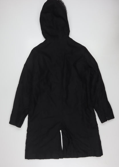 Marks and Spencer Per Una Women's Black Long Hooded Parka Coat M
