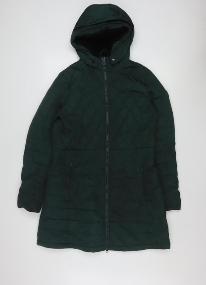 Regatta Women's Green Quilted Hooded Mid-Length Coat Size 14