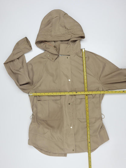 Zara Women’s Beige Hooded Anorak Jacket Size 12 with Drawstring Waist