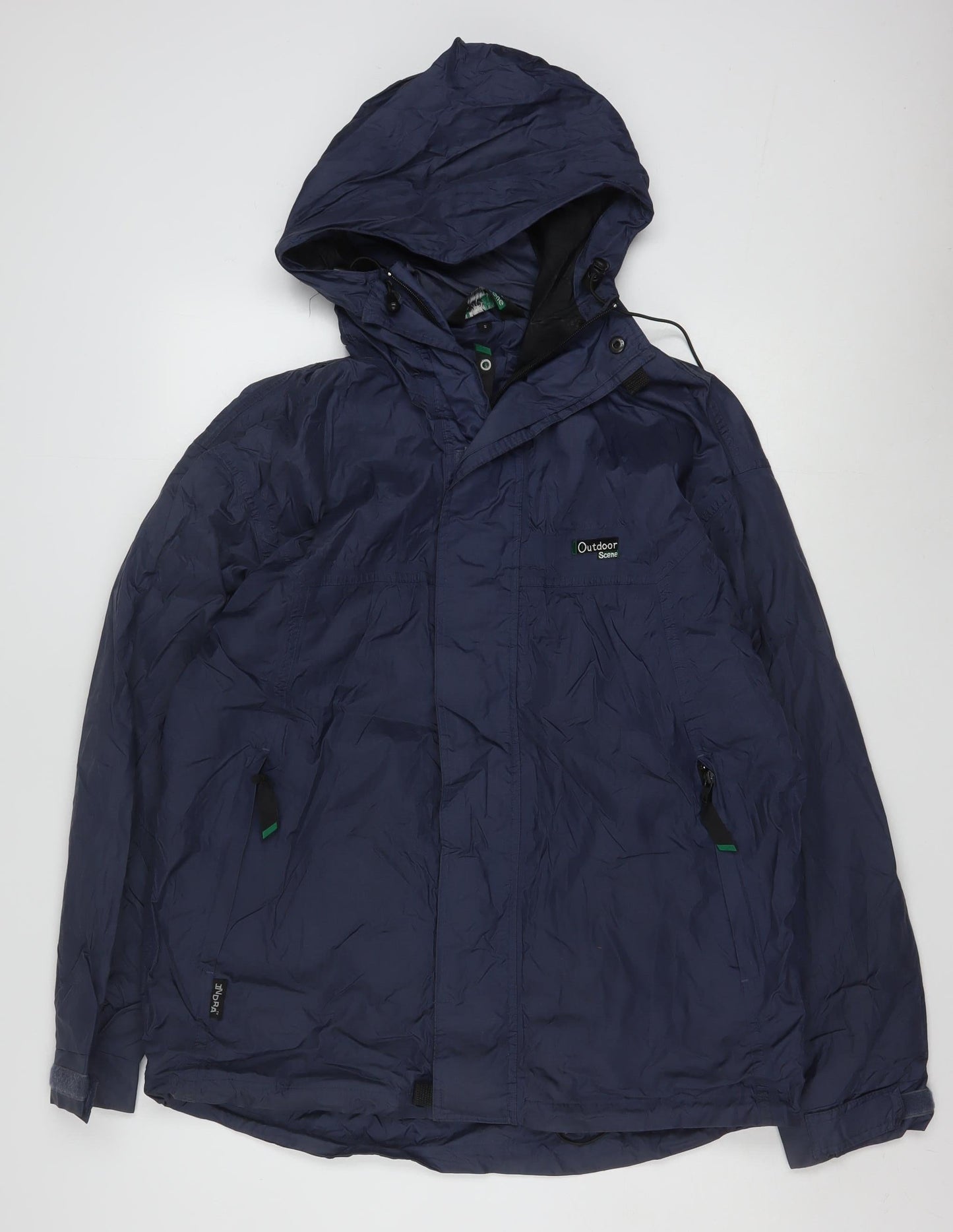 Outdoor Scene Men's Blue Waterproof Hooded Rain Jacket Size S