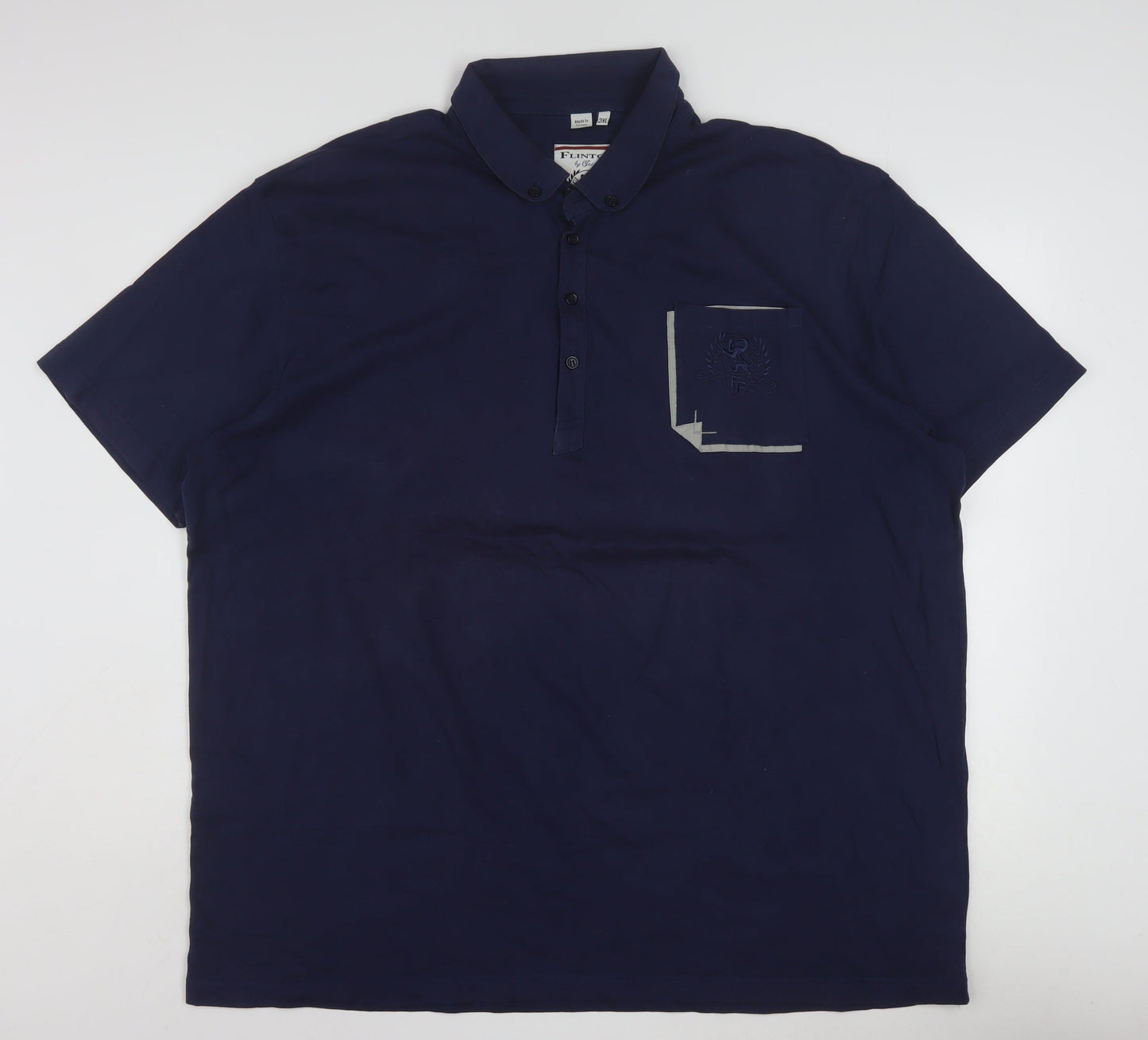 Flintoff by Jacamo Men's Blue 2XL Cotton Short Sleeve Polo Shirt