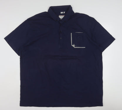 Flintoff by Jacamo Men's Blue 2XL Cotton Short Sleeve Polo Shirt