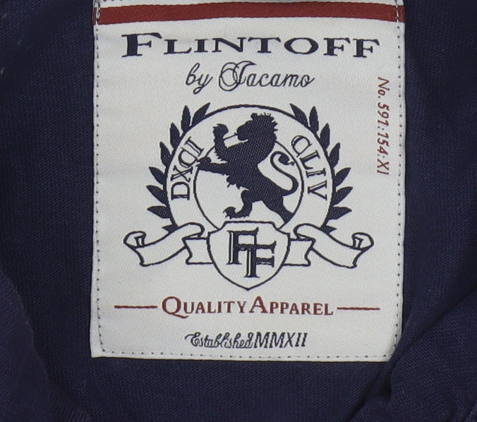 Flintoff by Jacamo Men's Blue 2XL Cotton Short Sleeve Polo Shirt