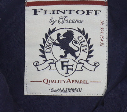 Flintoff by Jacamo Men's Blue 2XL Cotton Short Sleeve Polo Shirt