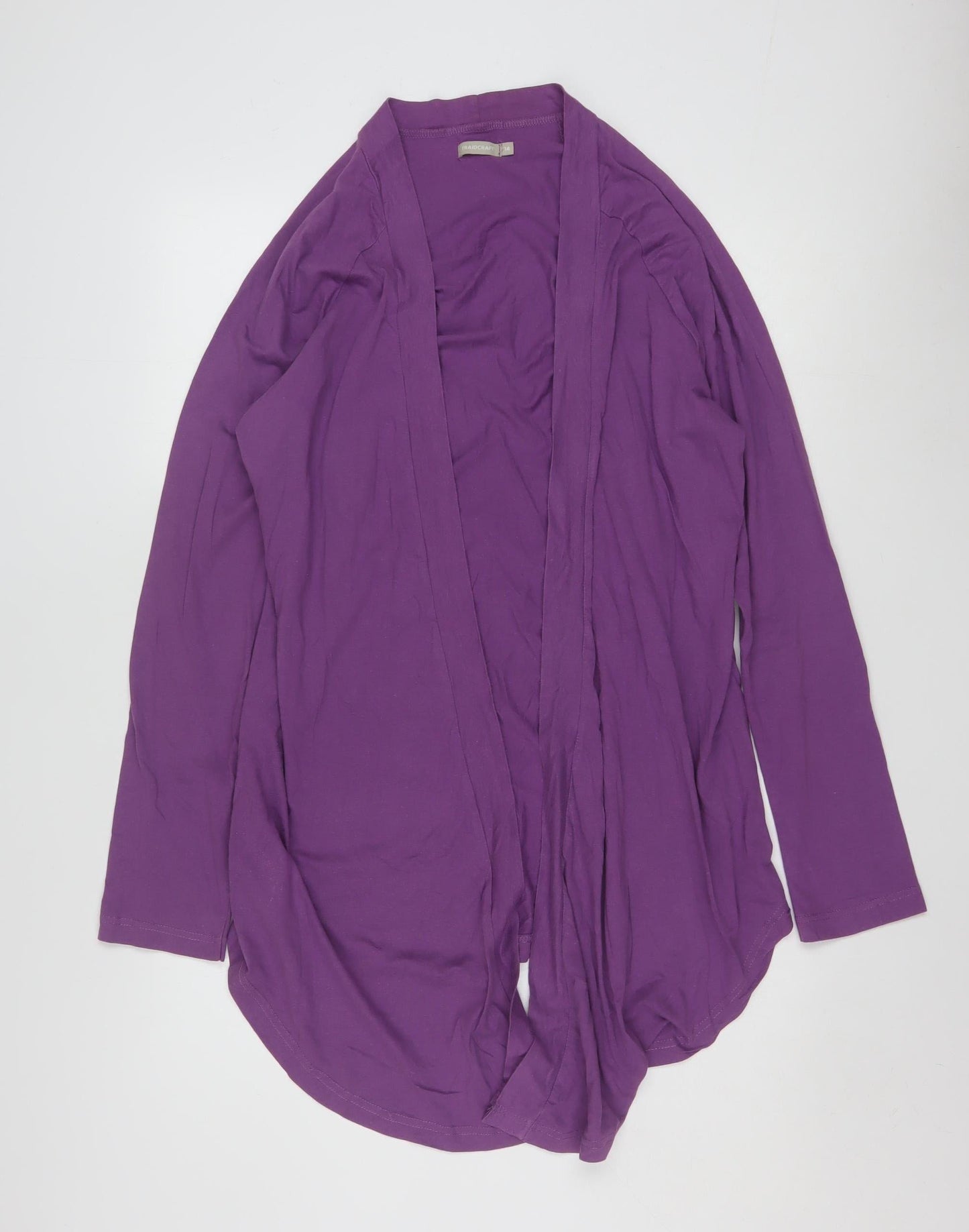 Traidcraft Women Purple Organic Cotton Cardigan Coatigan Size 14