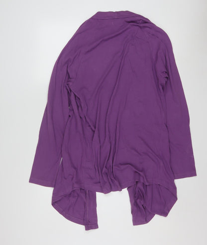 Traidcraft Women Purple Organic Cotton Cardigan Coatigan Size 14