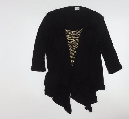 Reflections Women's Black Sequin Wrap 3/4 Sleeve Blouse L