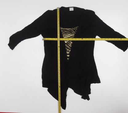 Reflections Women's Black Sequin Wrap 3/4 Sleeve Blouse L
