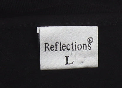 Reflections Women's Black Sequin Wrap 3/4 Sleeve Blouse L