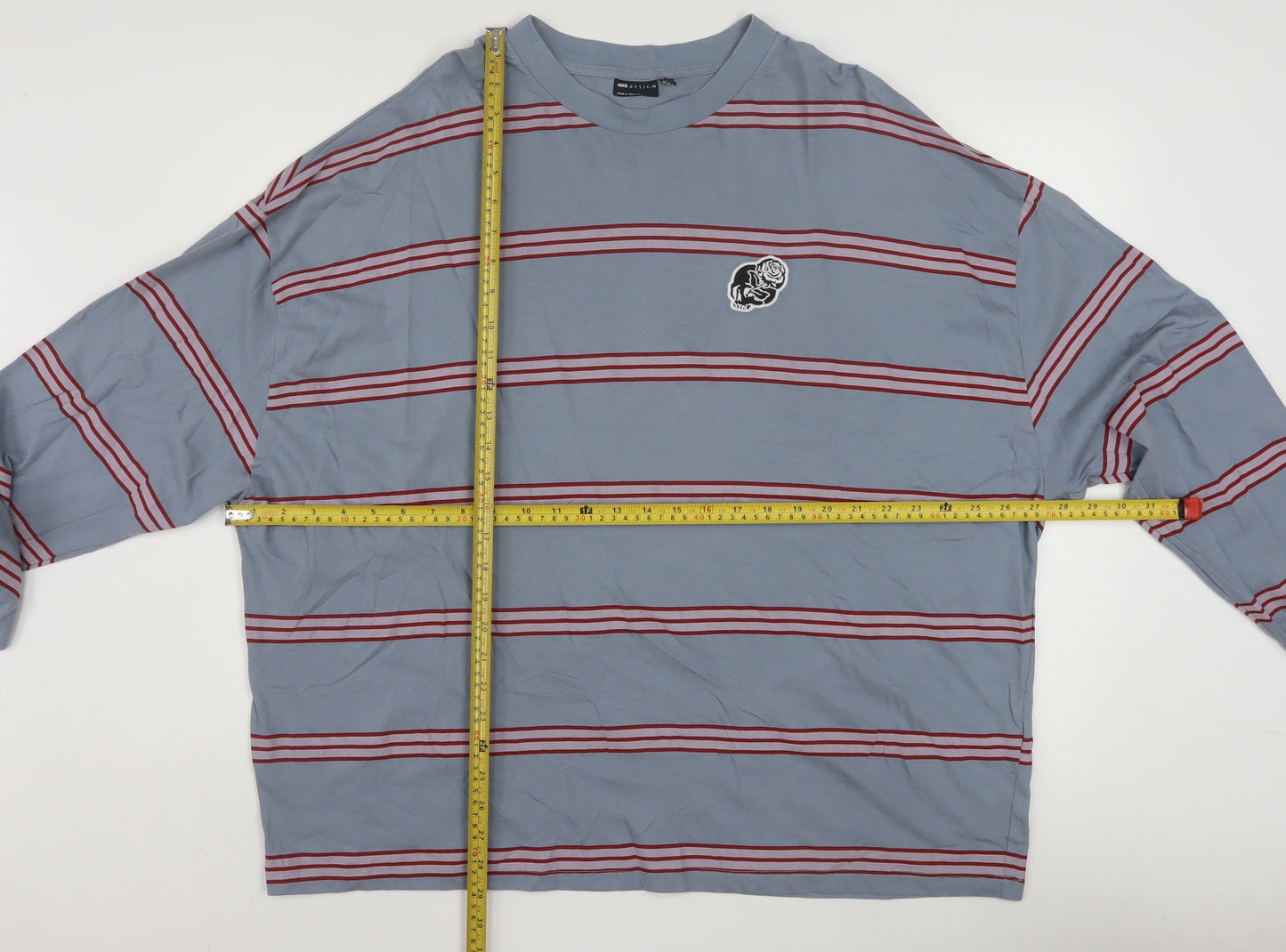 ASOS DESIGN Men's Blue Striped Long Sleeve Cotton Top 2XL