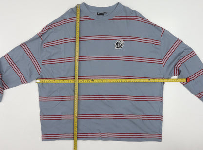 ASOS DESIGN Men's Blue Striped Long Sleeve Cotton Top 2XL