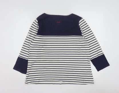 Joules Women Blue Striped 100% Cotton Long Sleeve Nautical Top Size 16