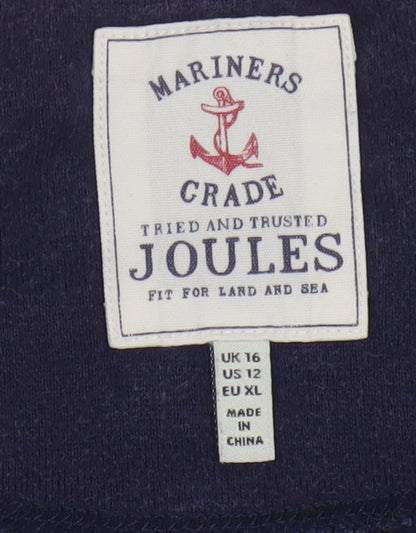 Joules Women Blue Striped 100% Cotton Long Sleeve Nautical Top Size 16