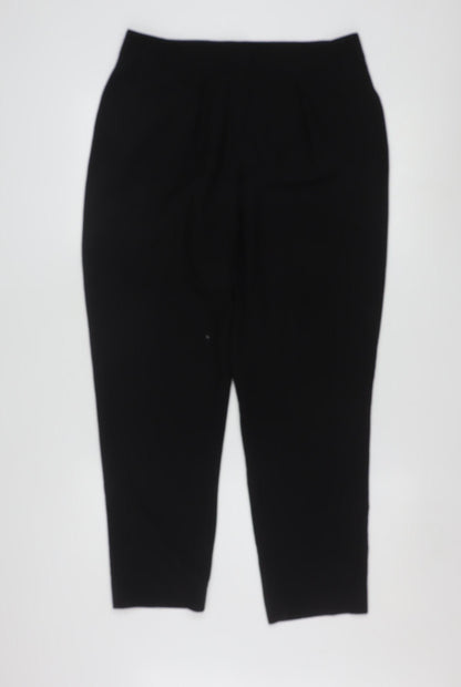 Oasis Women Black Size 12 Cropped Trousers Polyester Blend