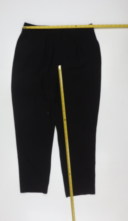 Oasis Women Black Size 12 Cropped Trousers Polyester Blend