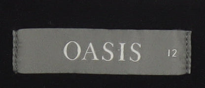 Oasis Women Black Size 12 Cropped Trousers Polyester Blend