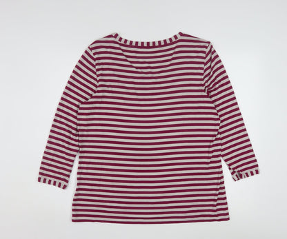 Jaeger Women Red Striped 3/4 Sleeve Jersey T-Shirt XL