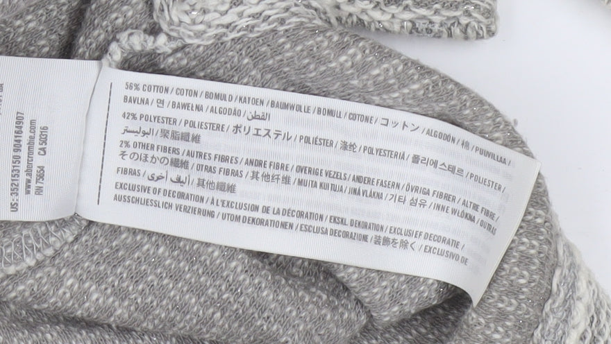 Hollister Women’s Grey Knit Pullover Hoodie XS Cotton Blend