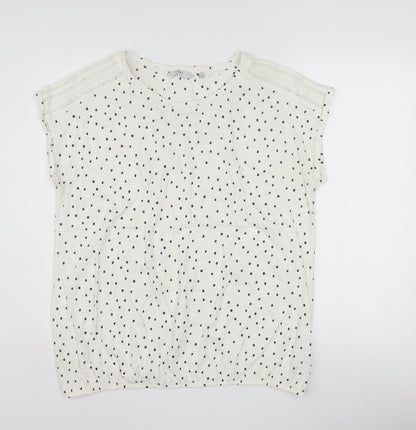 Next Women’s White Polka Dot Cotton Short Sleeve T-Shirt Size 18