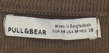 Pull&Bear Women’s Brown Cropped Long Sleeve Stretch Top Size 12