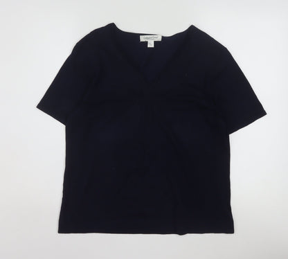 Coldwater Creek Womens Black Silk Blend V-Neck Short Sleeve Top L