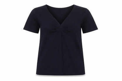 Coldwater Creek Womens Black Silk Blend V-Neck Short Sleeve Top L