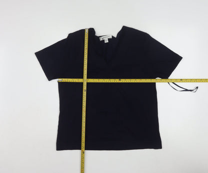 Coldwater Creek Womens Black Silk Blend V-Neck Short Sleeve Top L