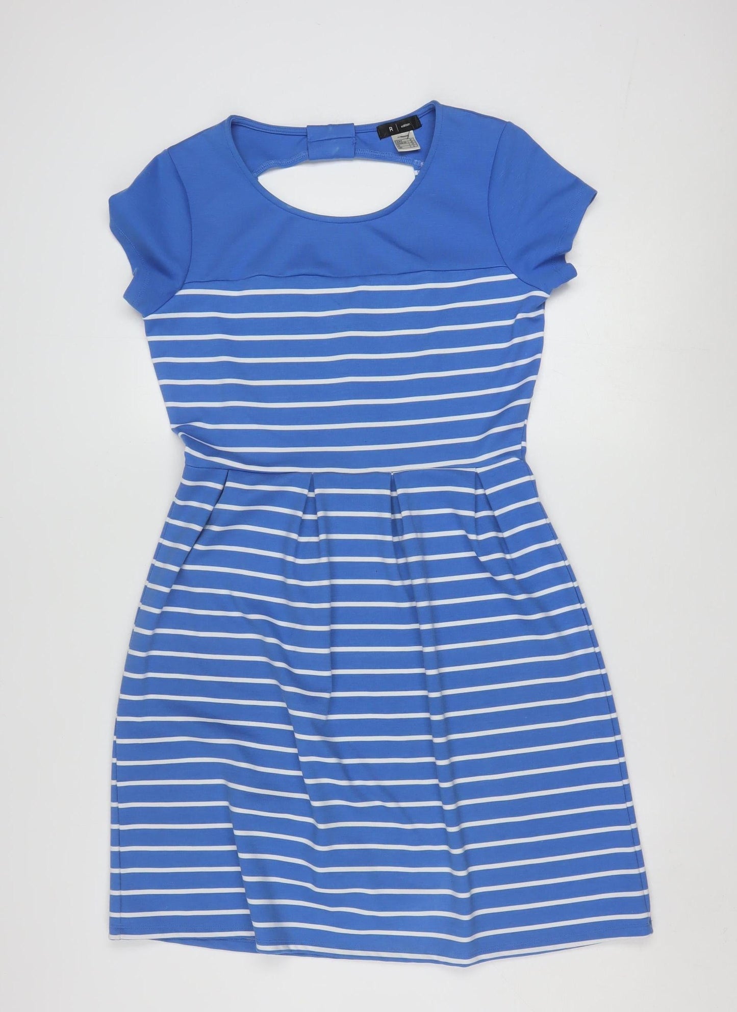 La Redoute Women Blue Striped Fit & Flare Dress Size 10