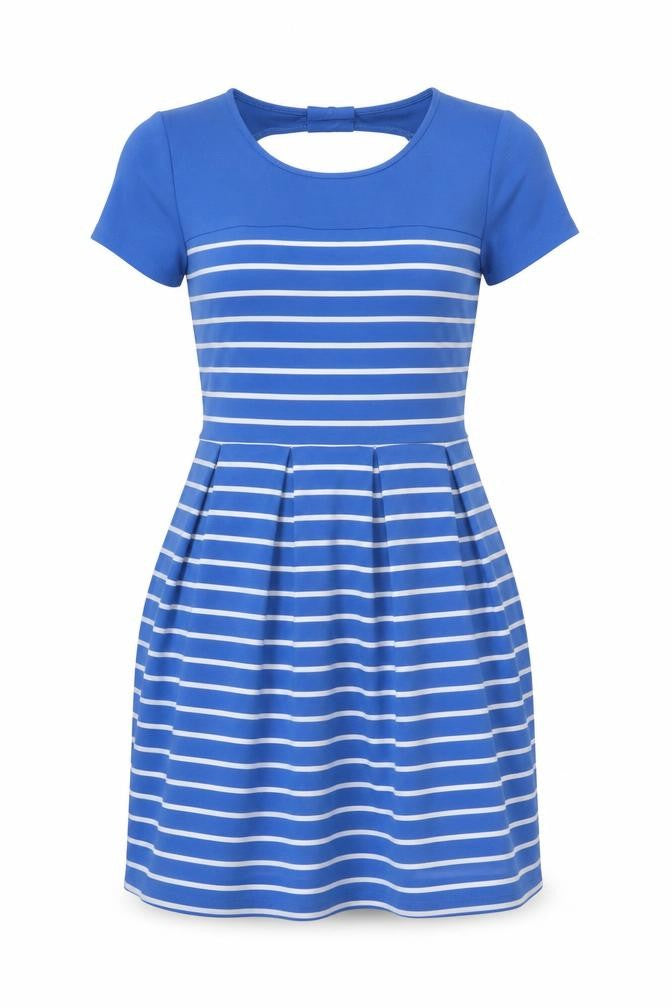 La Redoute Women Blue Striped Fit & Flare Dress Size 10