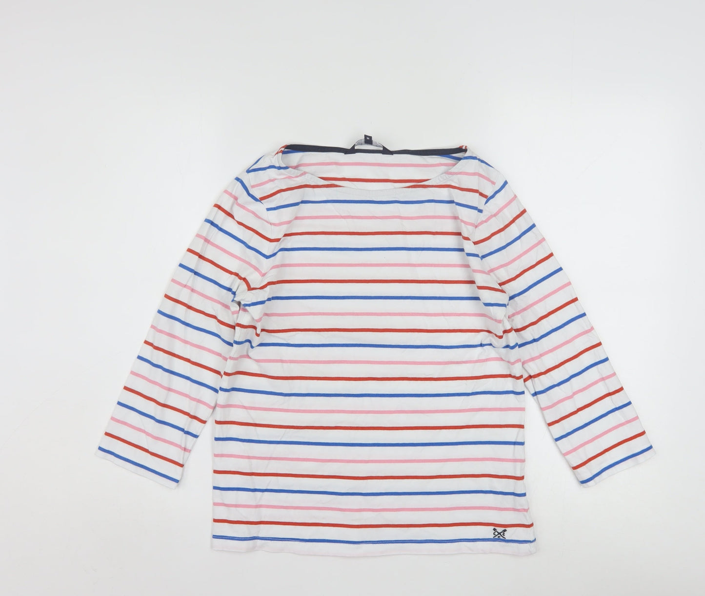 Crew Clothing Company Women's Multicoloured Striped Cotton Boat Neck Top Size 10