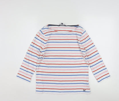 Crew Clothing Company Women's Multicoloured Striped Cotton Boat Neck Top Size 10