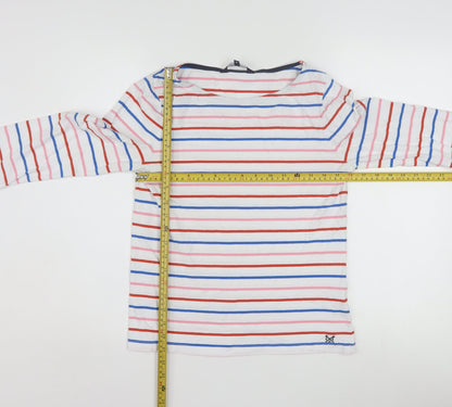 Crew Clothing Company Women's Multicoloured Striped Cotton Boat Neck Top Size 10