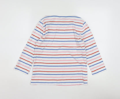 Crew Clothing Company Women's Multicoloured Striped Cotton Boat Neck Top Size 10
