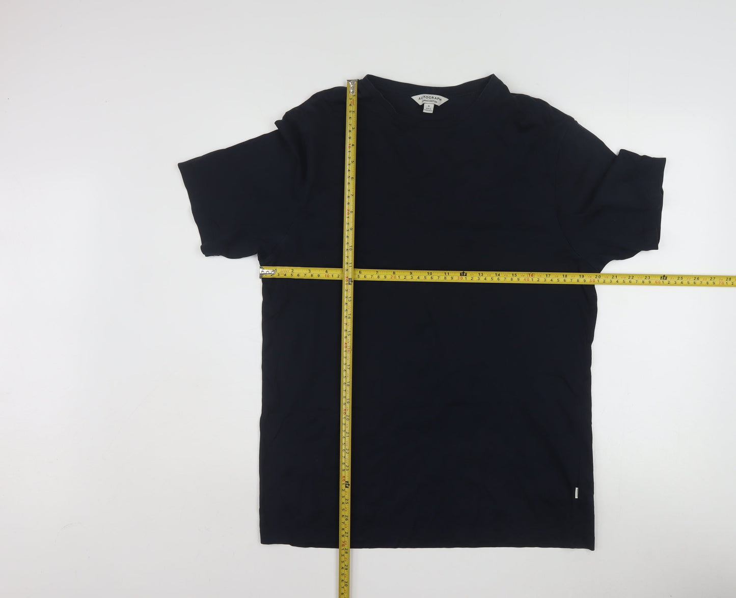 Marks and Spencer Autograph Men's Navy Supima Cotton Crew Neck T-Shirt Medium