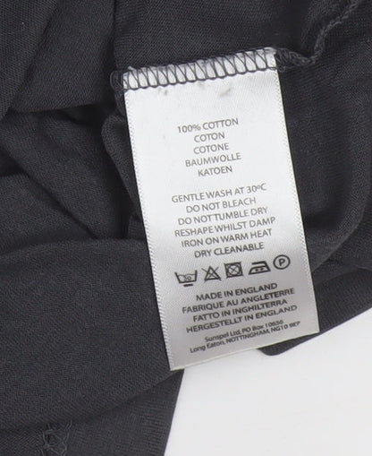 Sunspel Men's Black Cotton Crew Neck Short Sleeve T-Shirt Size L