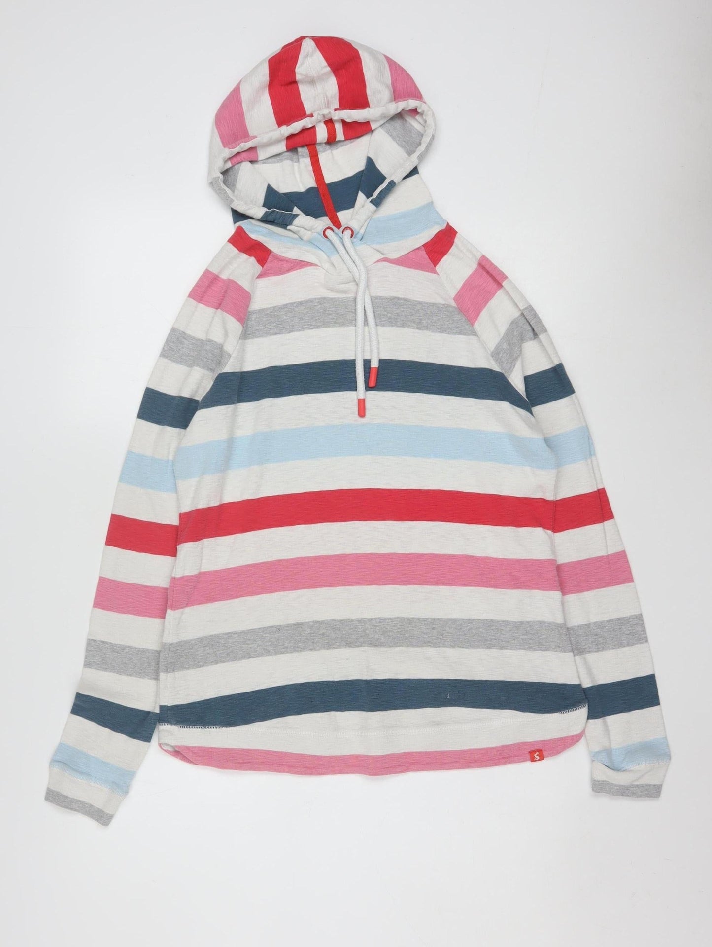 Joules Womens Multicoloured Stripe Long Sleeve Hooded Pullover UK 16