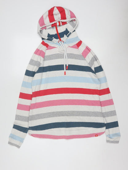Joules Womens Multicoloured Stripe Long Sleeve Hooded Pullover UK 16