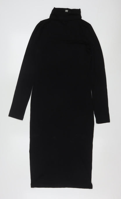 ASOS Women’s Black Size 12 Bodycon Roll Neck Midi Dress