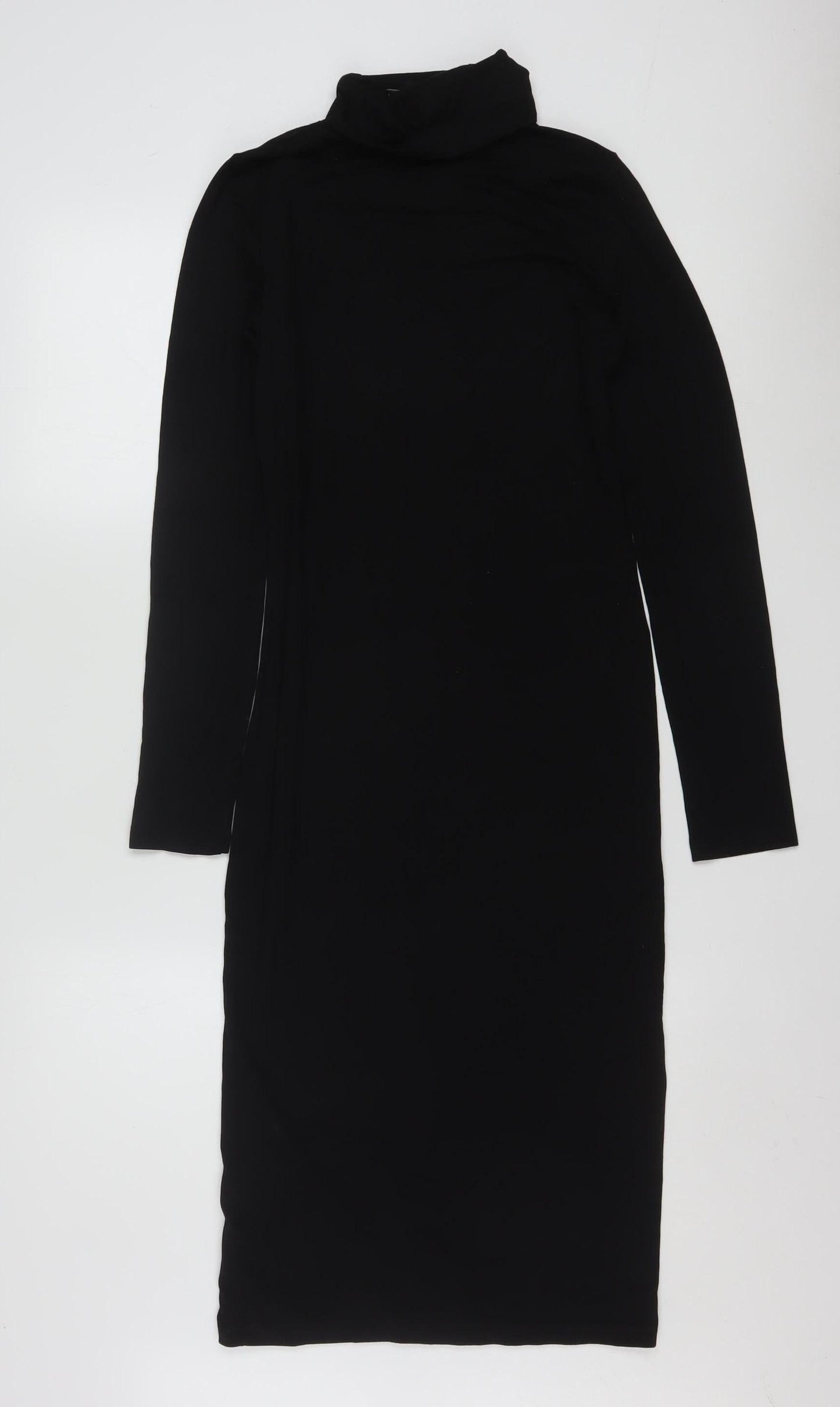 ASOS Women’s Black Size 12 Bodycon Roll Neck Midi Dress