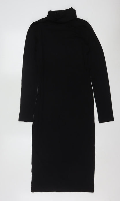 ASOS Women’s Black Size 12 Bodycon Roll Neck Midi Dress