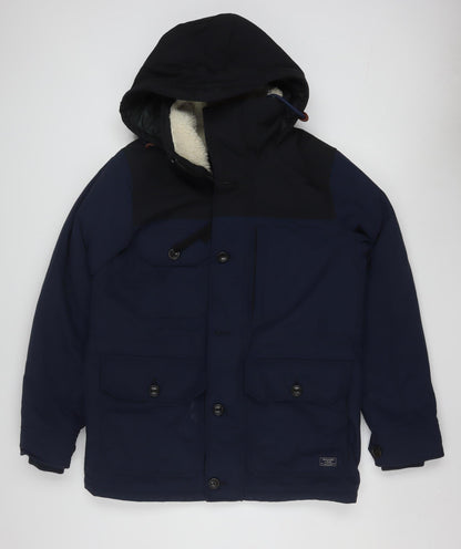 Abercrombie & Fitch Mens Blue Hooded Parka Jacket Small Windproof