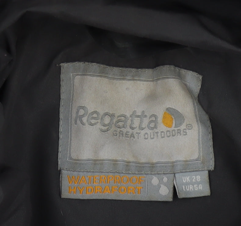 Regatta Womens Black Waterproof Hooded Outdoor Rain Coat Size 28