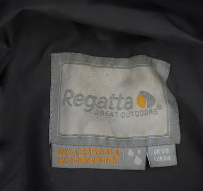 Regatta Womens Black Waterproof Hooded Outdoor Rain Coat Size 28