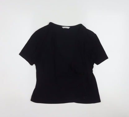 Marks and Spencer Women’s Dark Navy Wrap Blouse Size 14 V-Neck Jersey Top