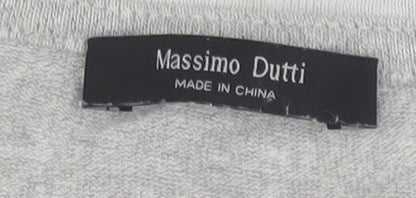 Massimo Dutti Men's Grey Linen Blend Short Sleeve Crew Neck T-Shirt L