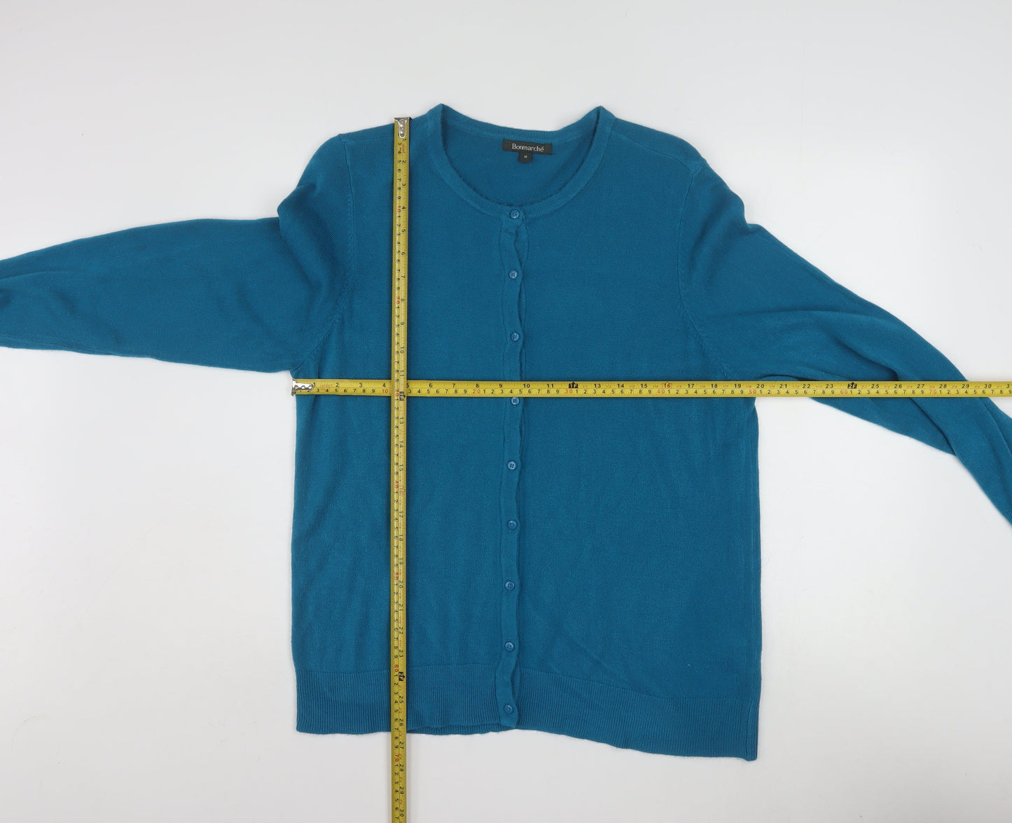 Bonmarché Women’s Blue Long Sleeve Crew Neck Cardigan Size 18