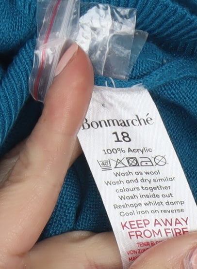 Bonmarché Women’s Blue Long Sleeve Crew Neck Cardigan Size 18