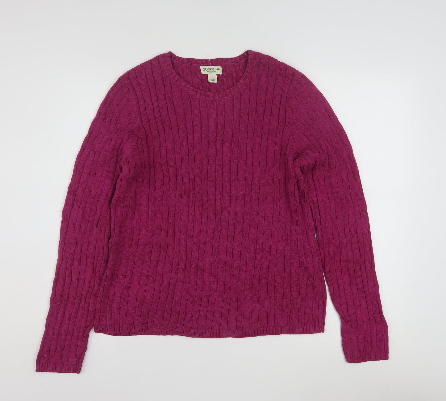 St. John’s Bay Women’s Purple Cable-Knit Wool Blend Jumper Size L